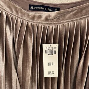 Abercrombie & Fitch Velvet Pleated Shimmering Tan Taupe A-Line Skirt - Medium
